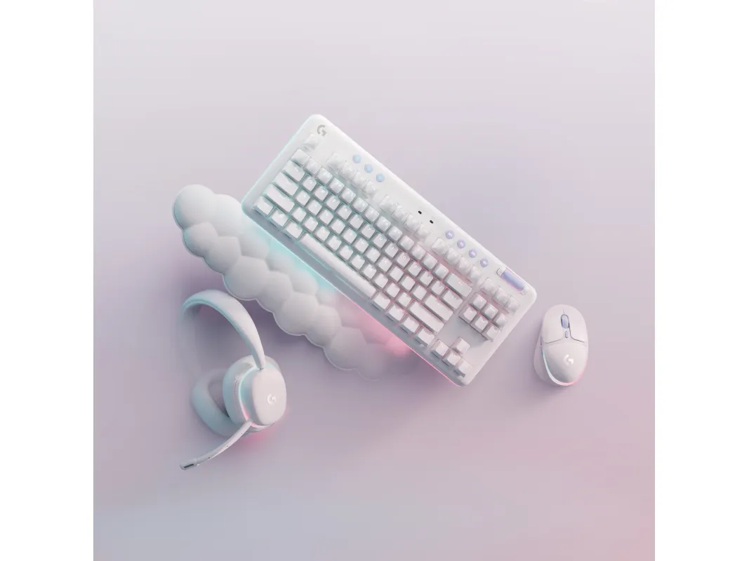 Logitech® | G715 - Tastatur - tenkeyless - bagbelyst - Bluetooth, LIGHTSPEED - layout: Nordisk - tastkontakt: Linear - hvid