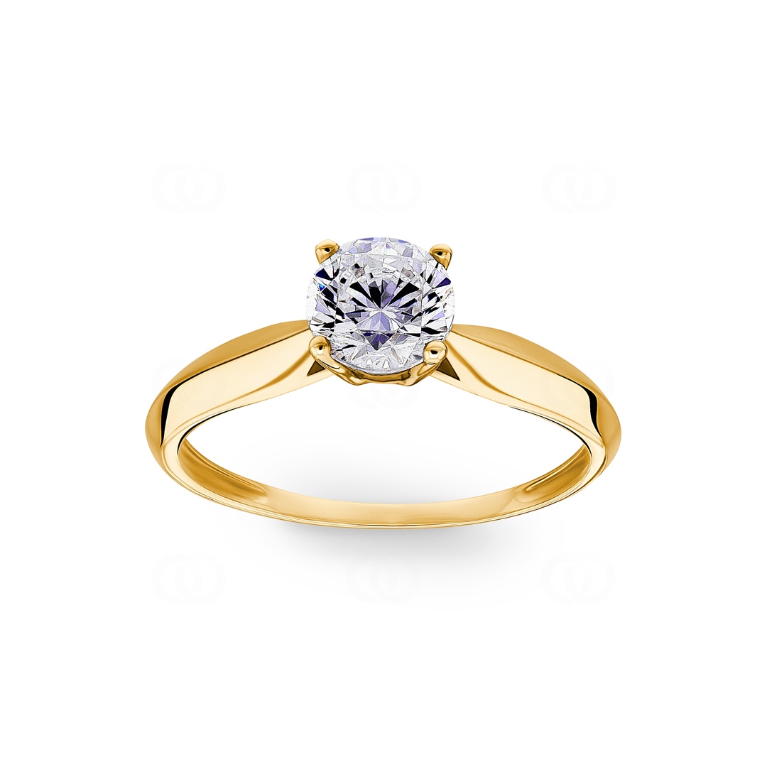 Solitärring 750/18 K Gelbgold mit Zirkonia 4-Griff