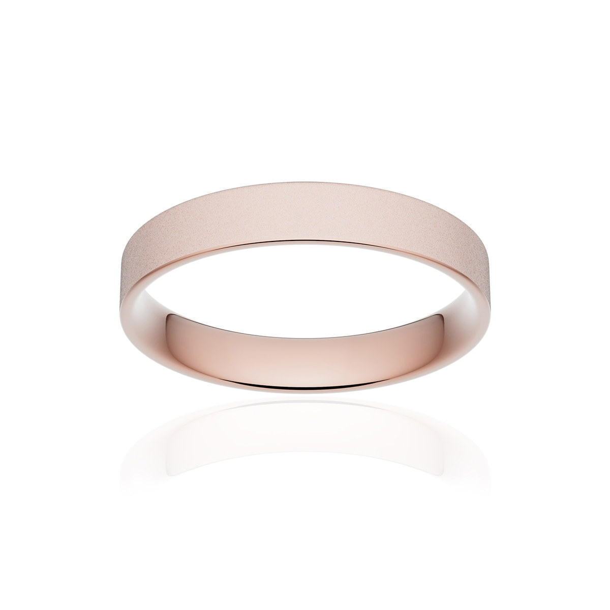 Alliance or 375 rose sablé ruban plat confort 3,5mm