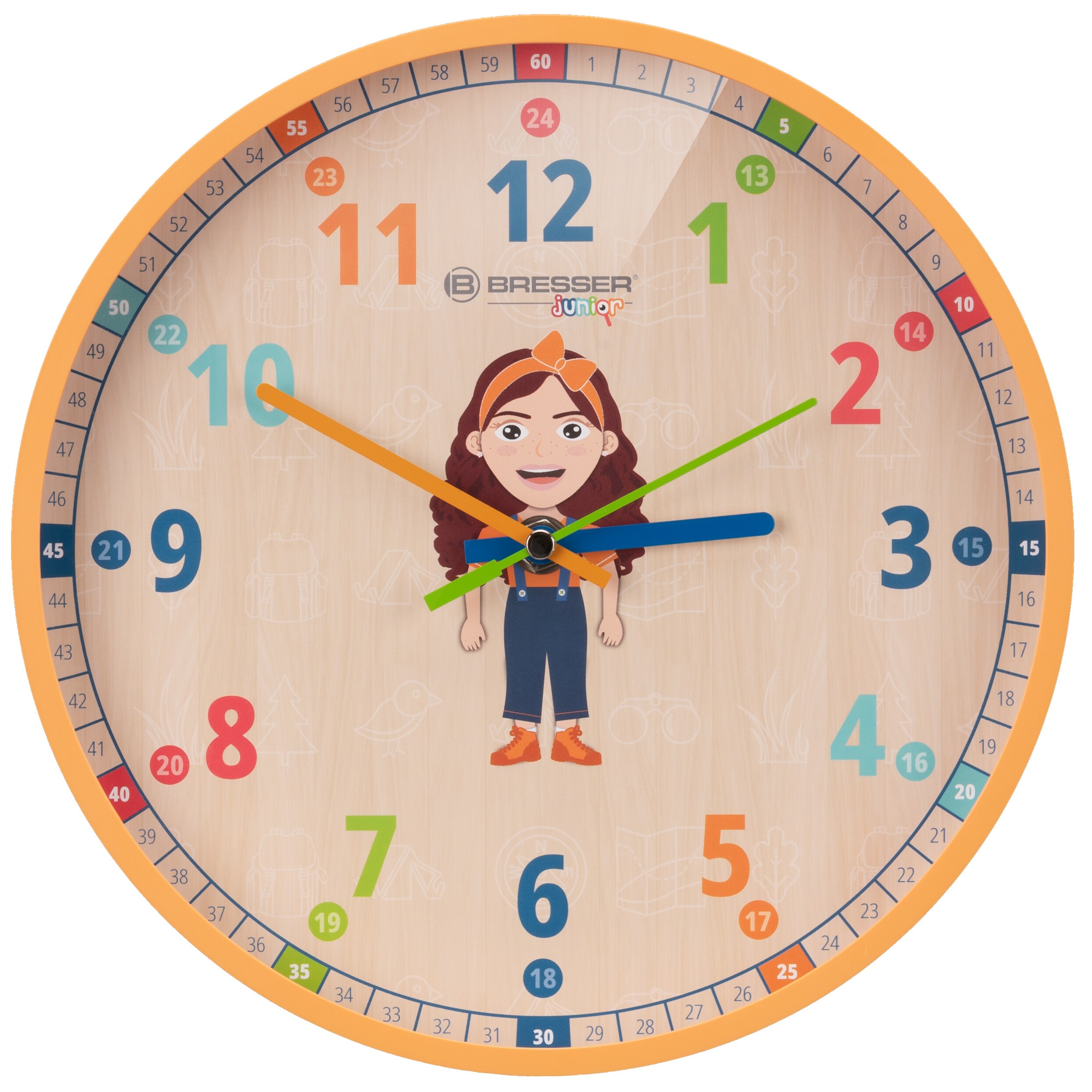 BRESSER JUNIOR Kinder-Wanduhr Farbe: orange
