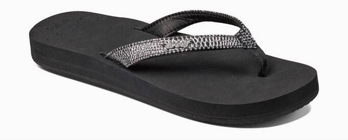 Reef Star Cushion Sassyblack Silver Dames Slippers Zwart Zilver