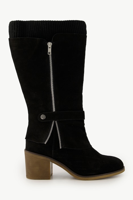 Lederstiefel, Strickeinsatz, Wechselfußbett, Weite H