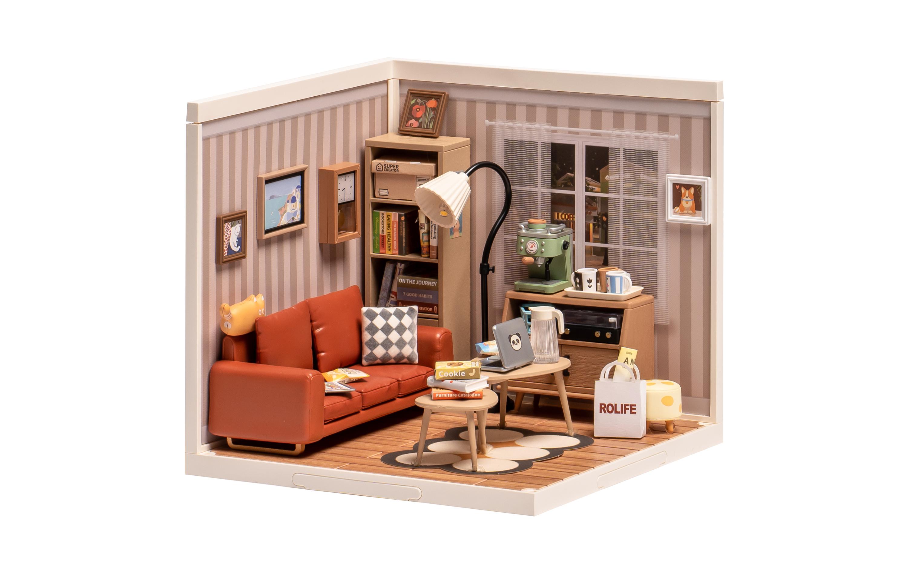 Bausatz Gemütliche Wohnlounge3D-Puzzle aus lasergeschnittenen Holzteilen