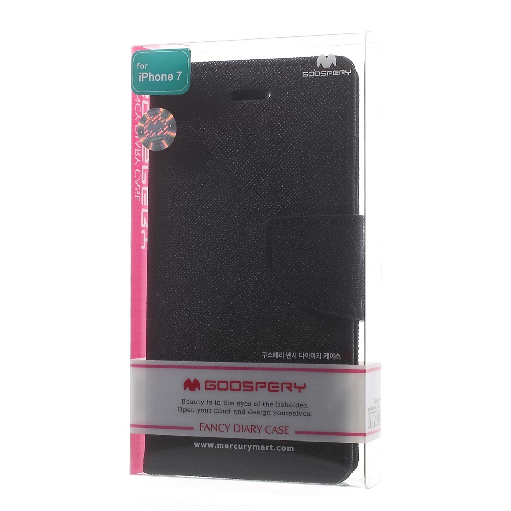 Mercury Goospery - iPhone SE (2022/2020) / 8 / 7 Leder Tasche Flipcase - Schwarz