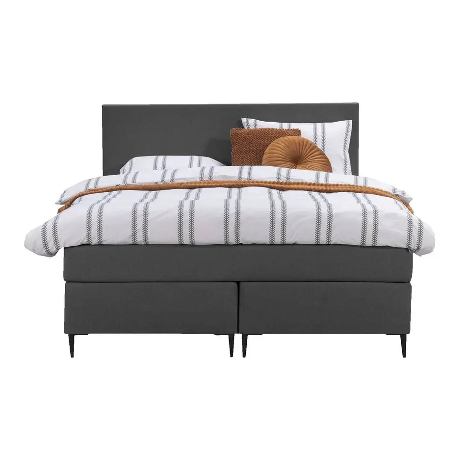 Boxspring Liv egaal - antraciet - 140x200 cm - slanke poot