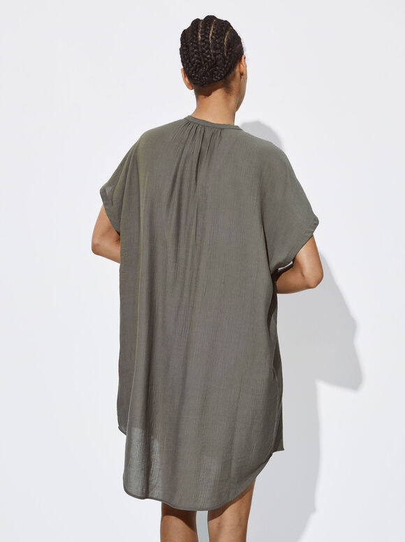 Vestido camisa fluido - Cáqui