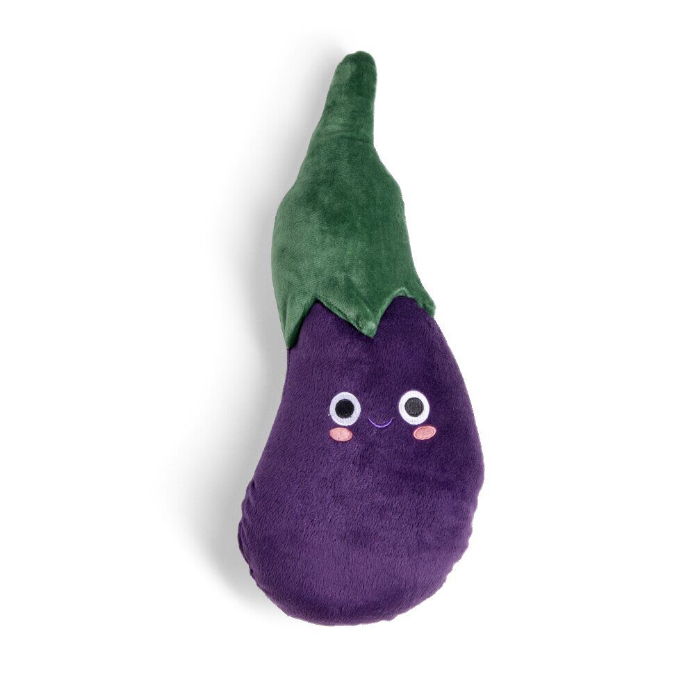 Coussin peluche forme aubergine polyester violet 38x16cm