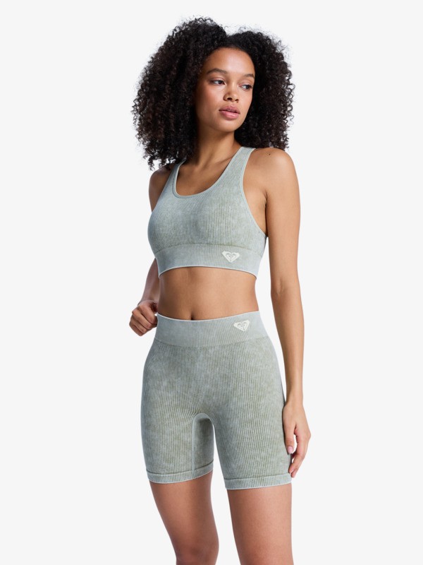 Chillout Seamless Washed Short de sport Vert Femme