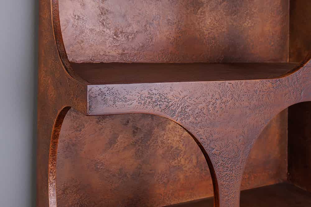 Abstraktes Regal ART AMBIENTE 180cm kupfer Beton Edelrost-Look Standregal