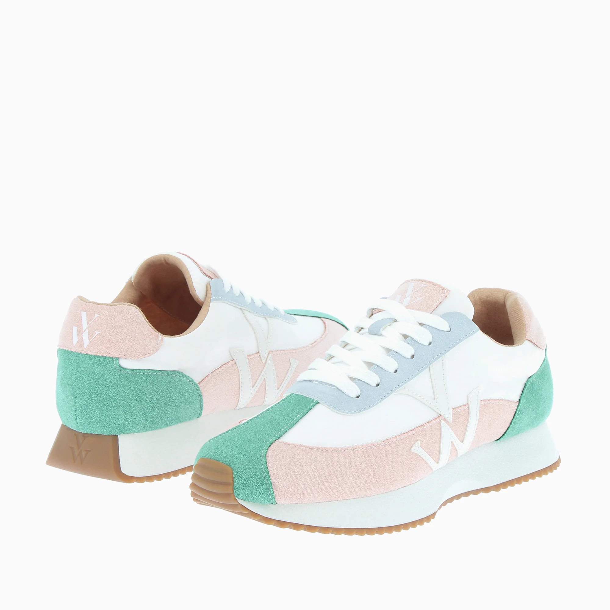 Sneakers-Baskets Rebeca pastel à monogramme blanc