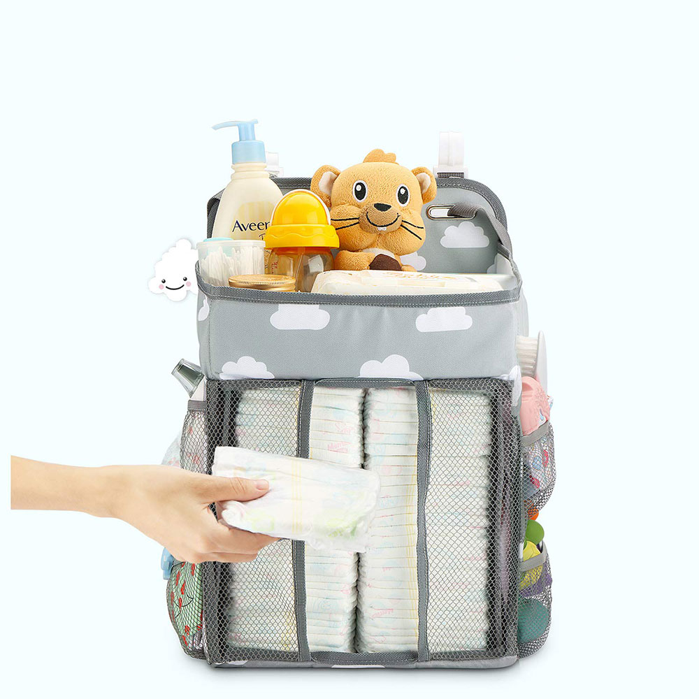 Wickeltisch Organizer Tasche Fächer für Windeln / Pflegeartikel / Kleidung / Spielzeug - Grau