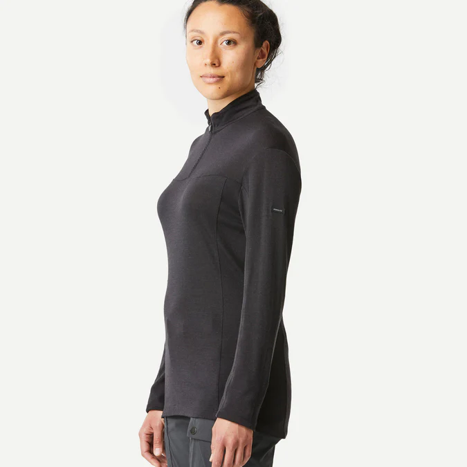 Decathlon Forclaz - Camisa feminina de manga comprida Forclaz MT500 em lã merino