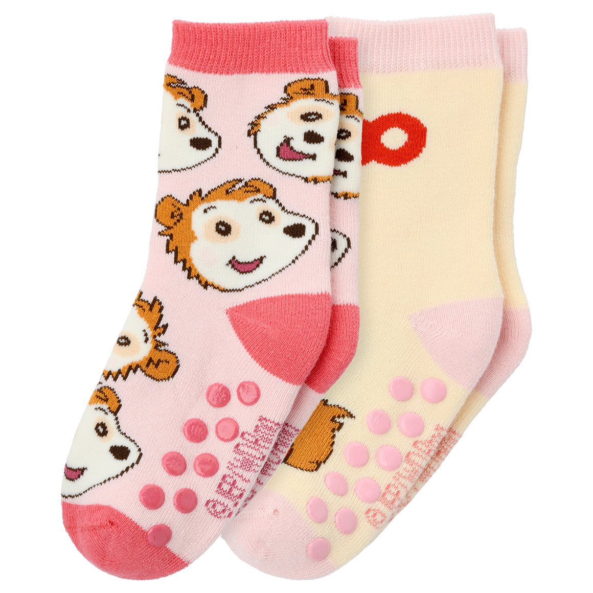 Topomin 2 Paar Bobo Siebenschläfer Stoppersocken rosa / creme