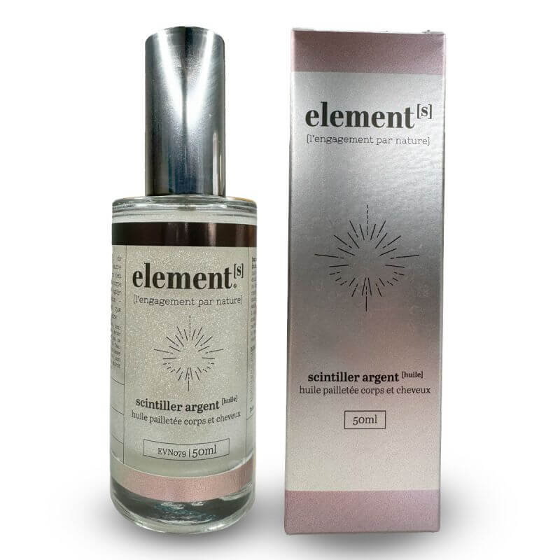 Huile pailletée Argent corps et cheveux Elements 50 ML