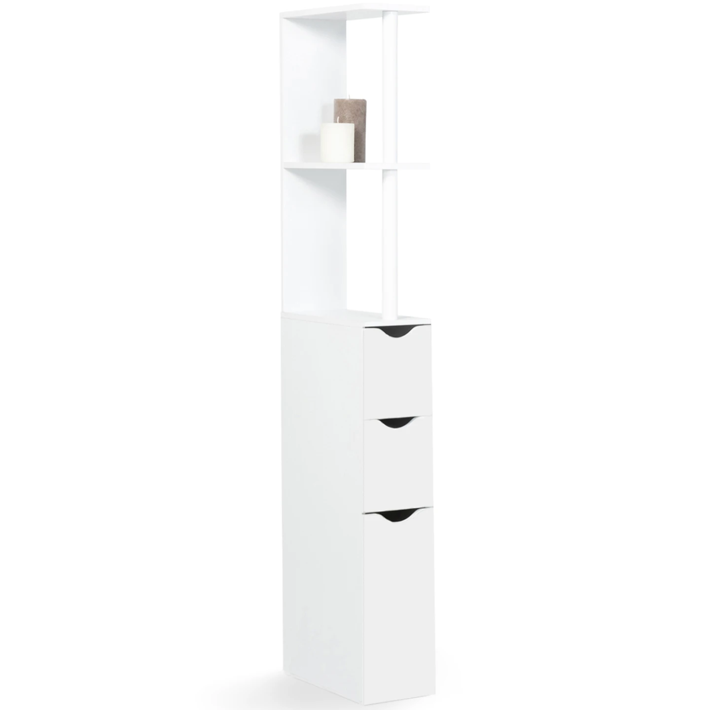 Meuble WC étagère bois WILLY 3 portes blanc