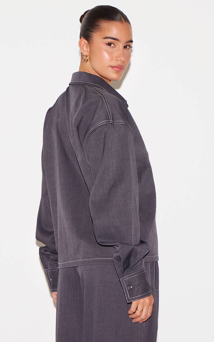 Chemise Tissée À Surpiqûres Contrastées