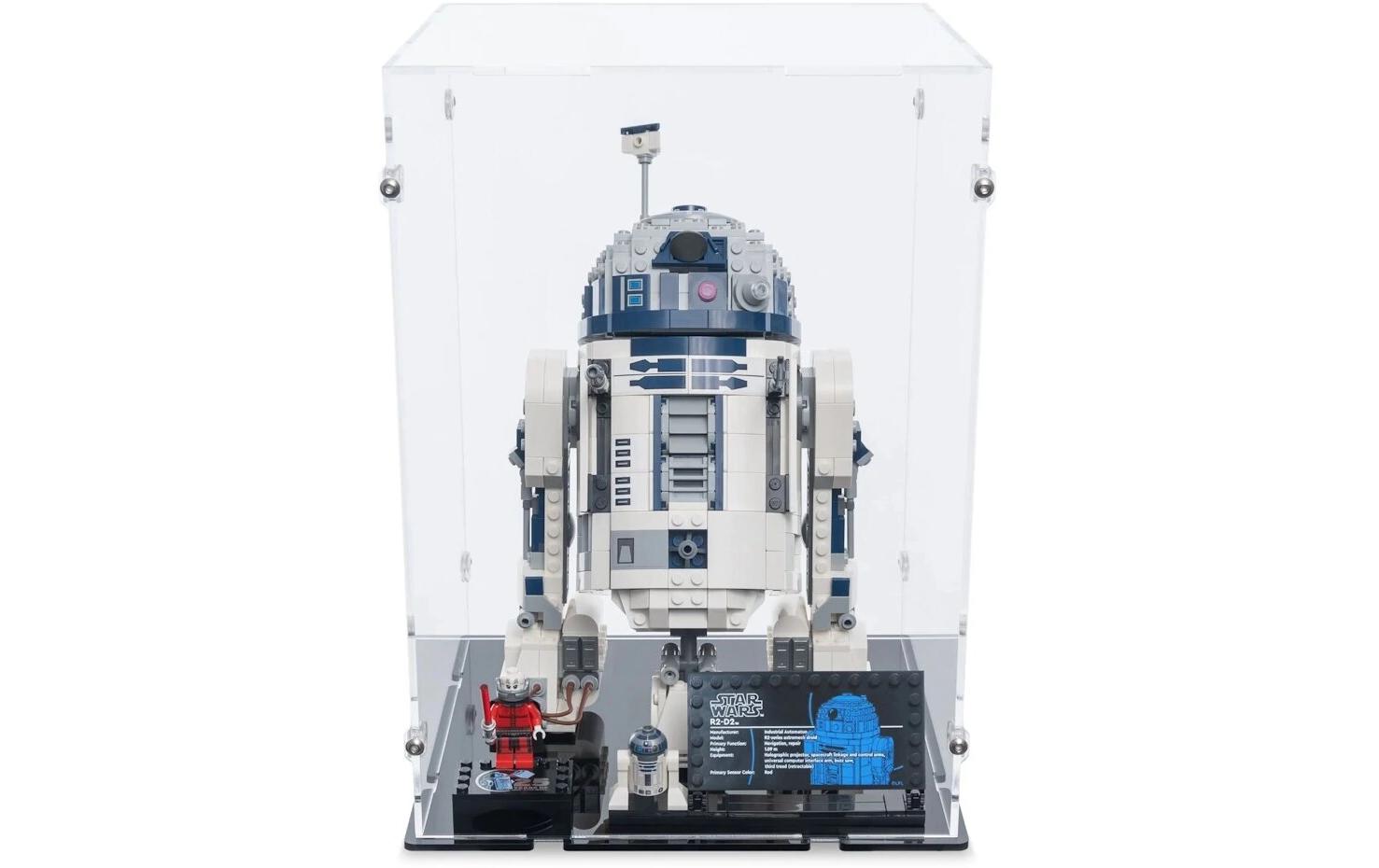 Baukasten Acryl-Display für LEGO 75379 Star Wars R2-D2Acry-Display-Box mit schwarzem Boden