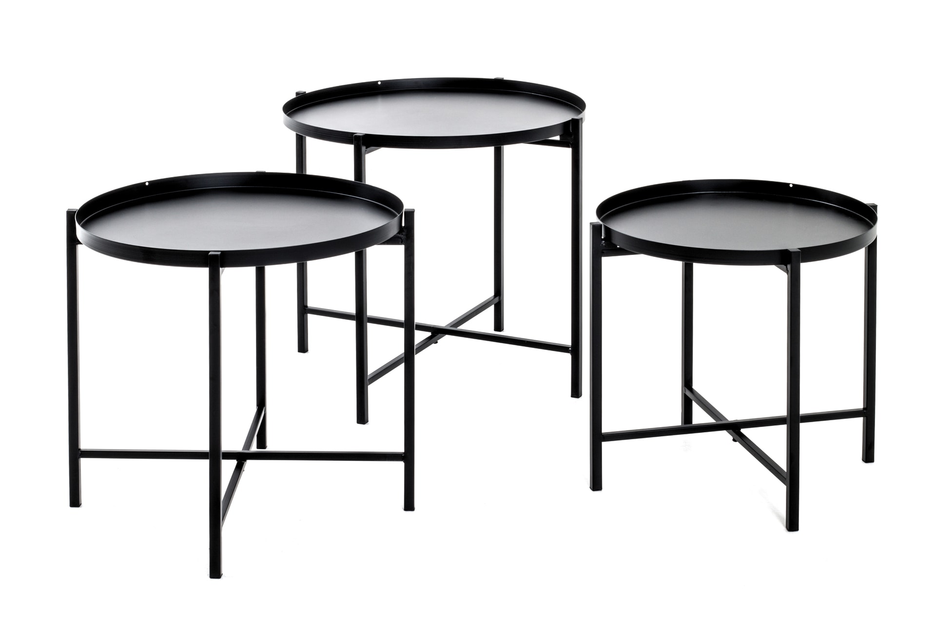Beistelltisch 3er-Set Ø 39/43/48cm schwarz