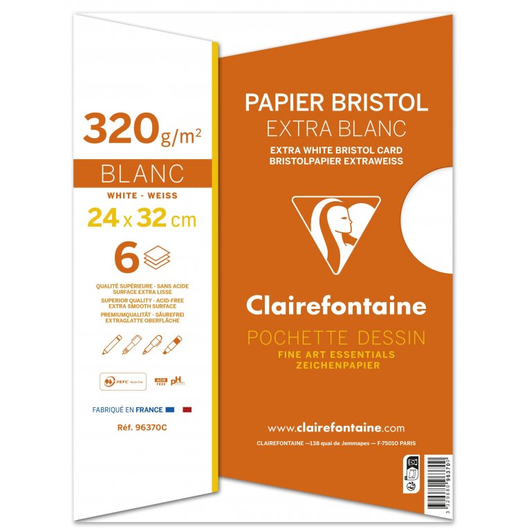Clairefontaine Bristol Zeichenkarton weiß, 320g/m²