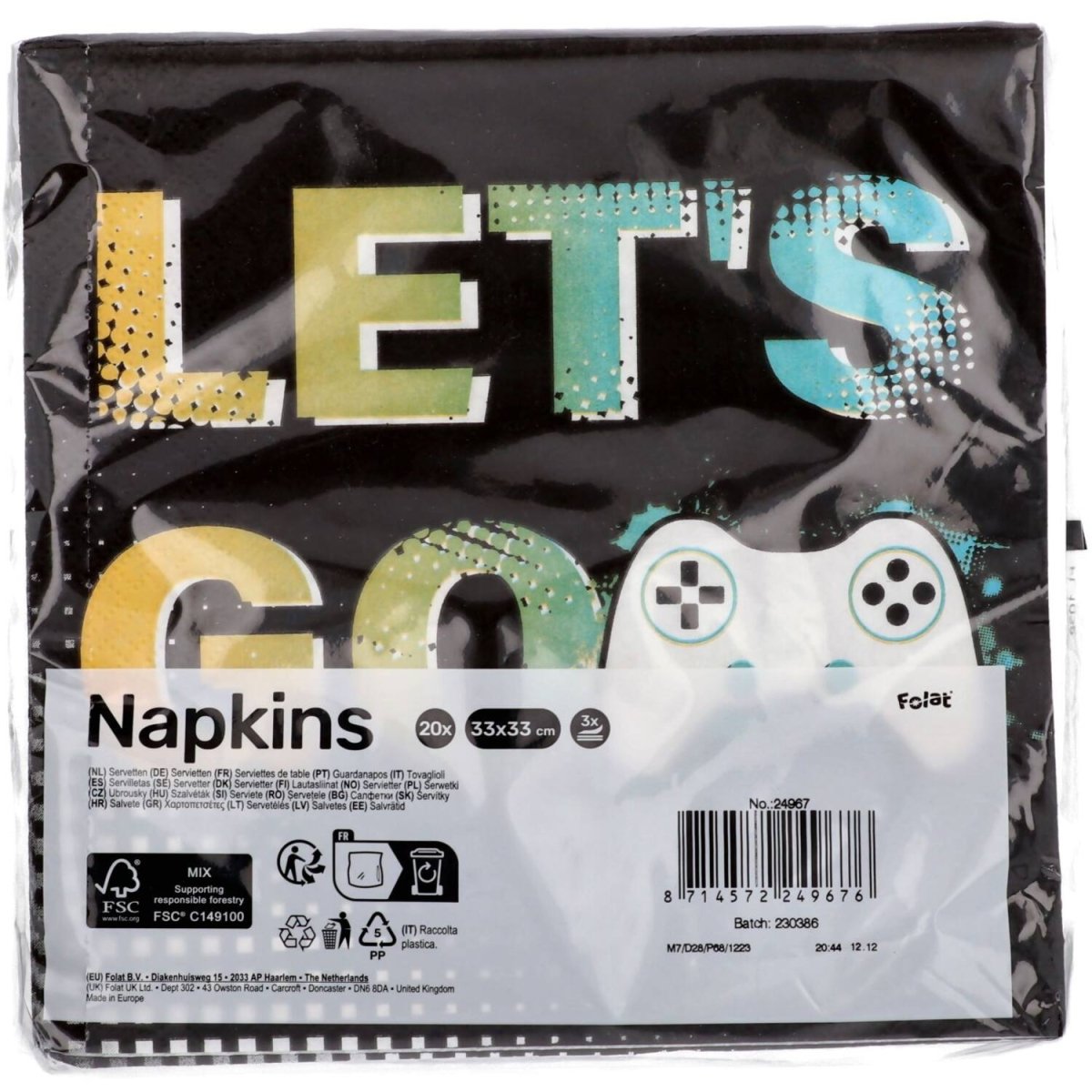 Gaming Party Servetten Happy Birthday 33cm 20st