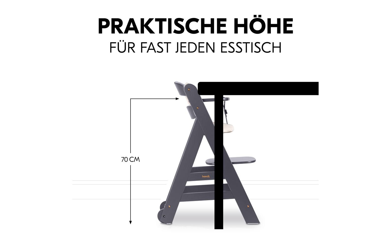 Treppenhochstuhl Beta+ Dark Grey<br>Kippsicheres und mitwachsendes Holzhochstuhlset