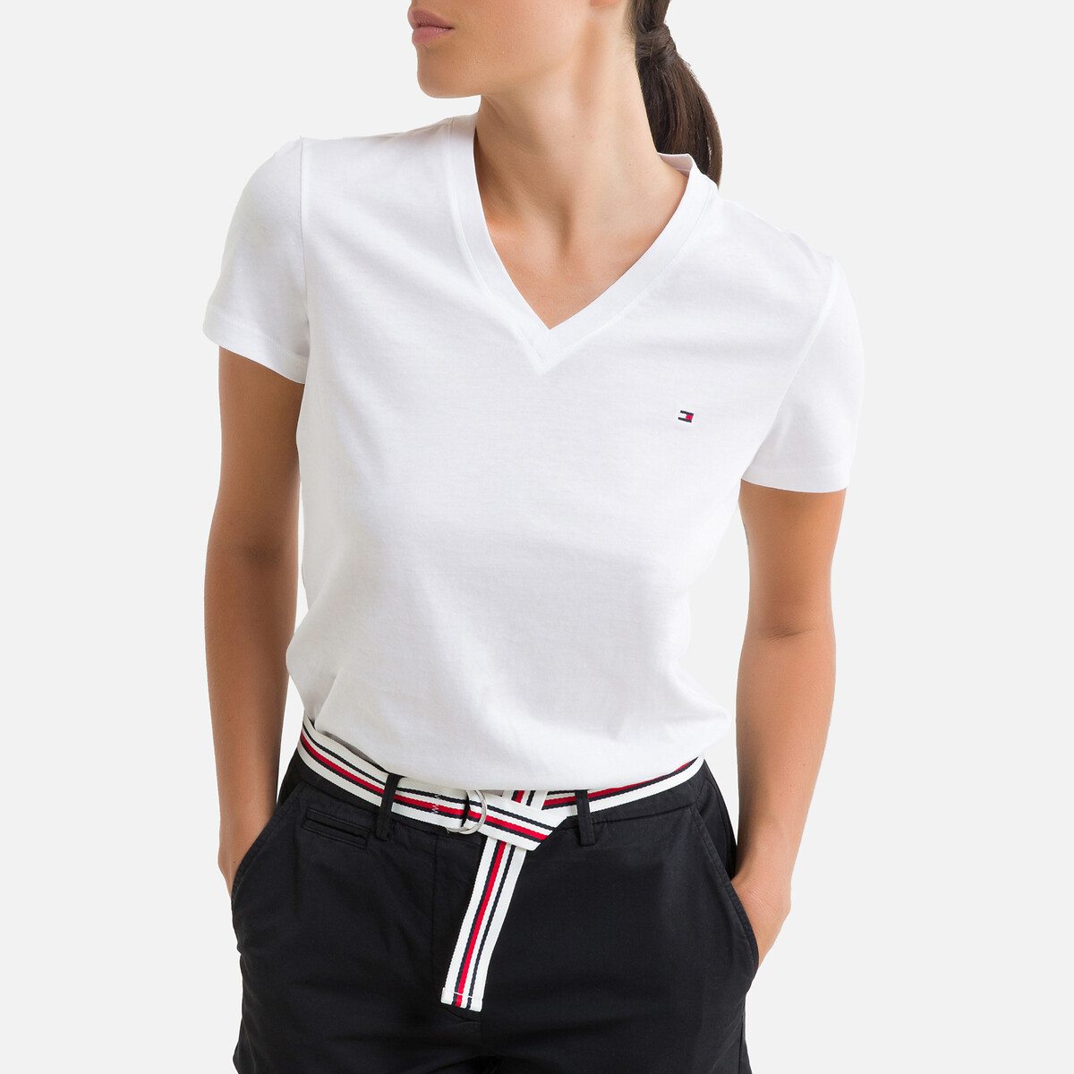 TOMMY HILFIGER<br>Camiseta de manga curta com decote em V