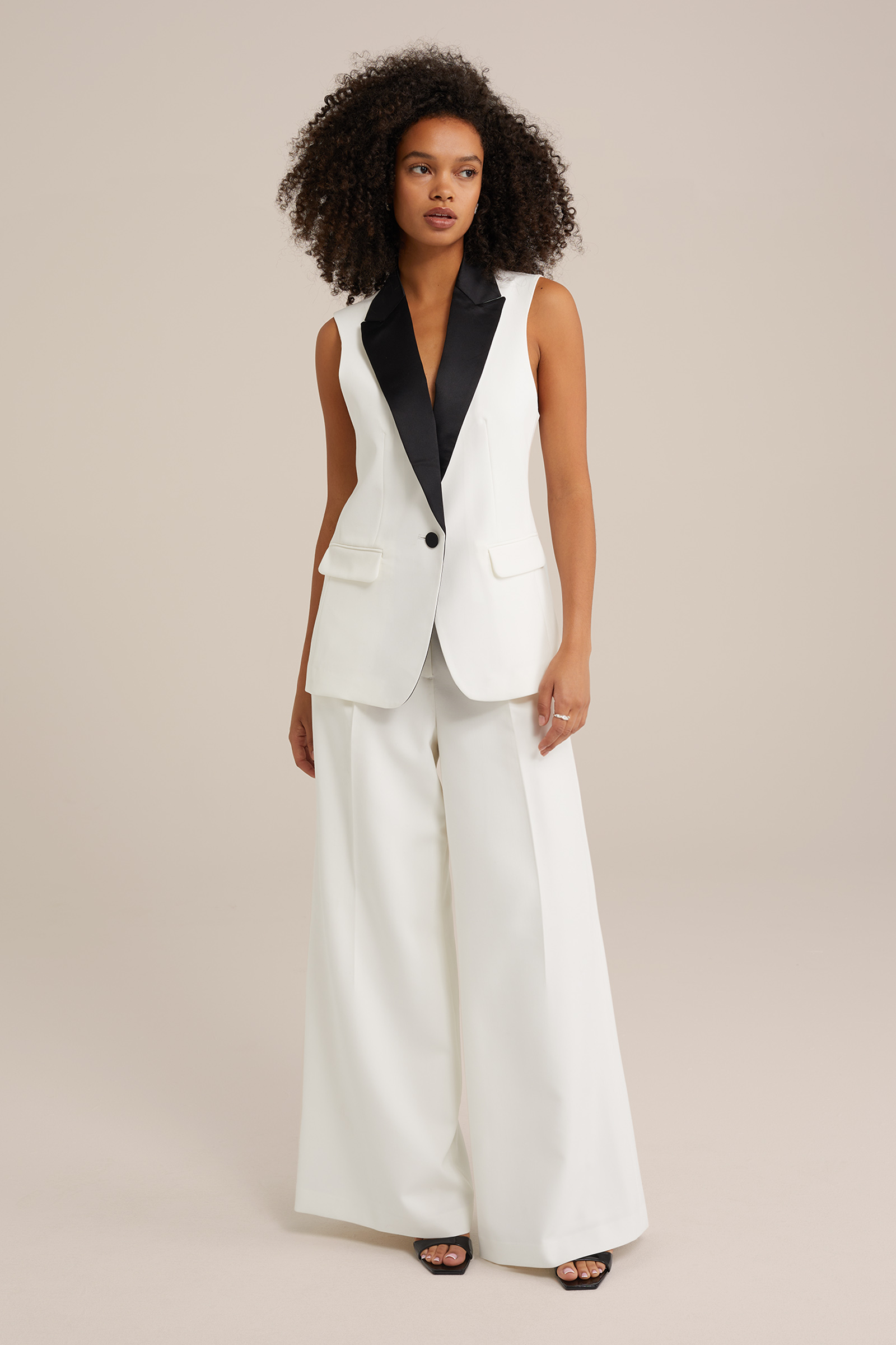wide leg pantalon WE Fashion Gebroken wit