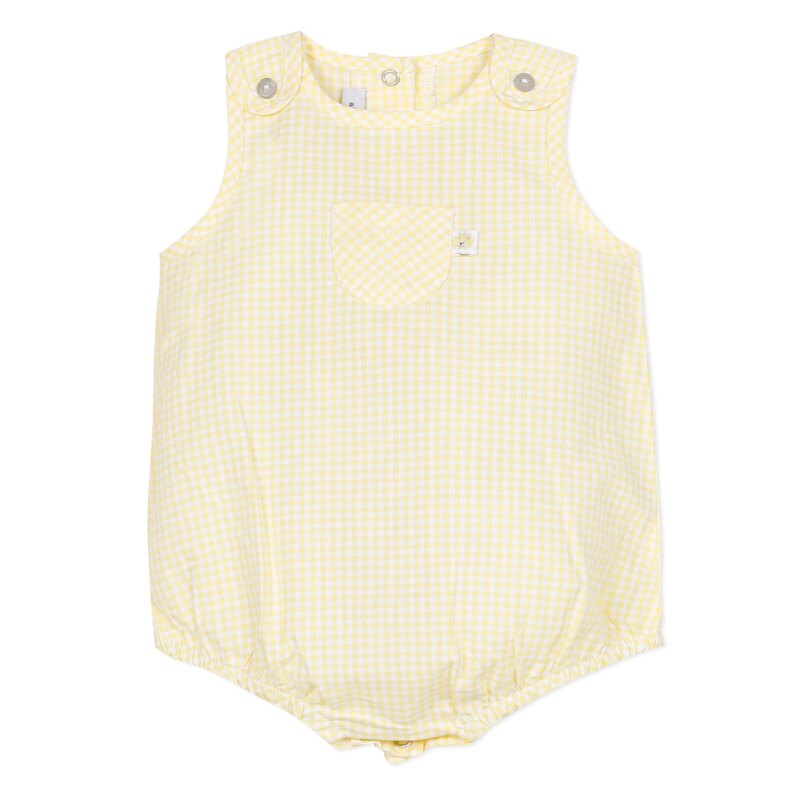 Combi en voile de coton vichy jaune naissance Absorba Aucune nuance