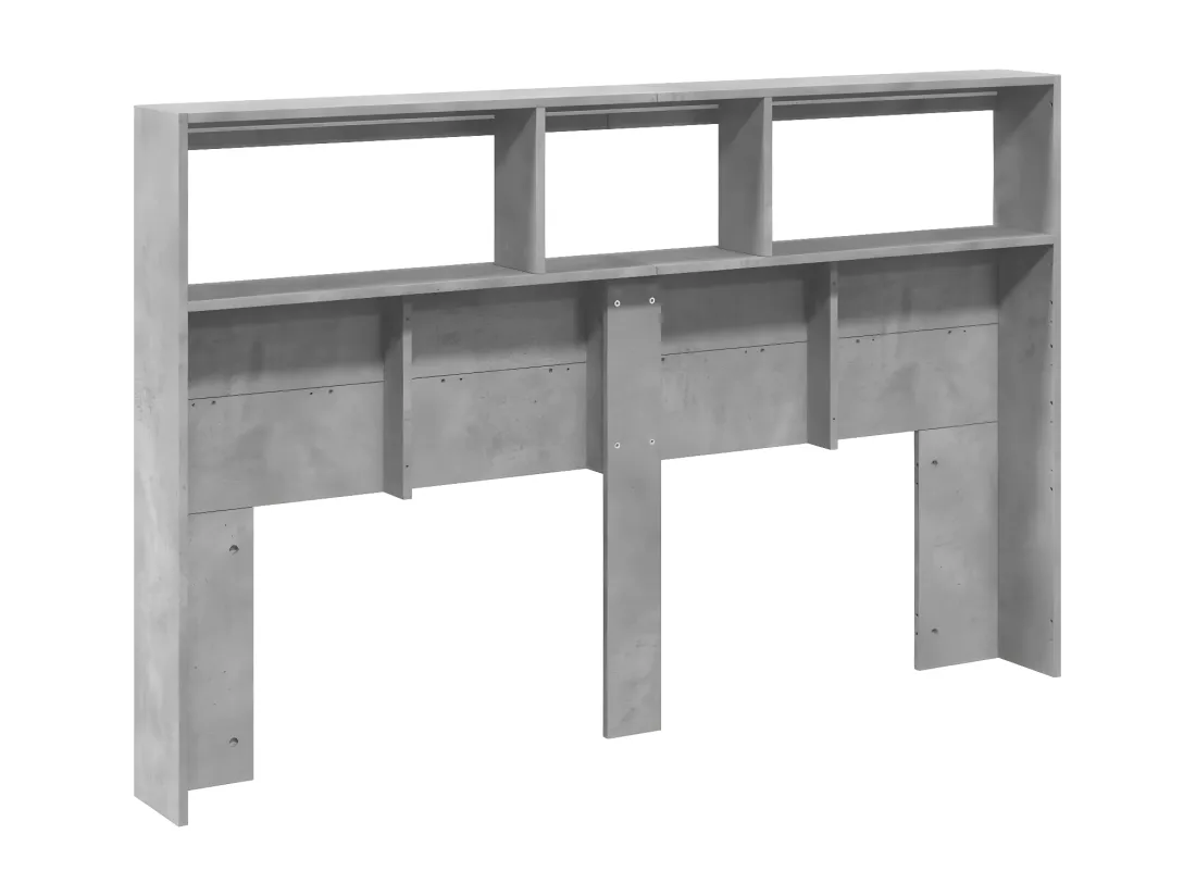 Armoire tête de lit avec LED gris béton 160x17x102 cm