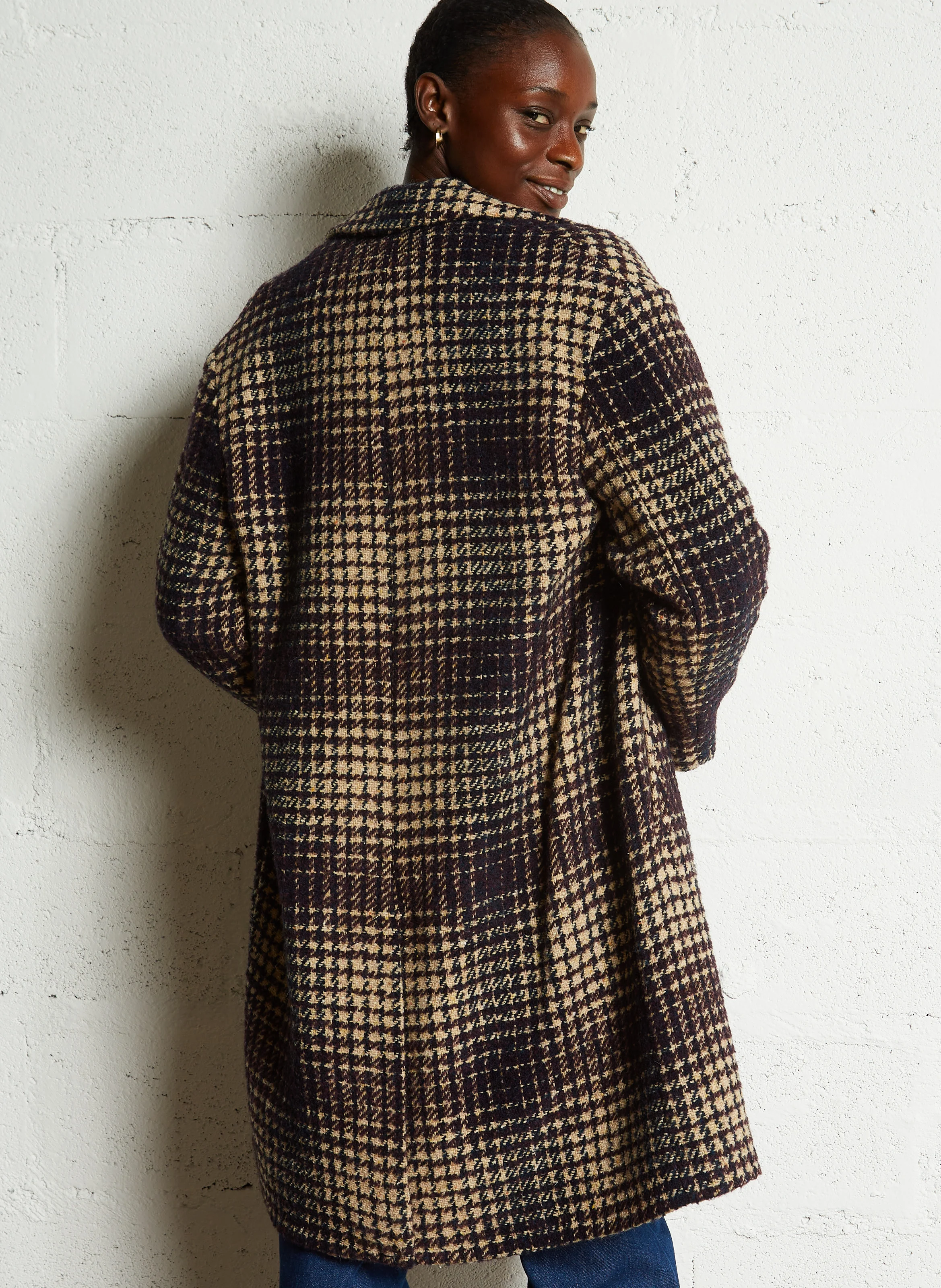 MILENA - Manteau long tweed en laine mélangée | Rouge