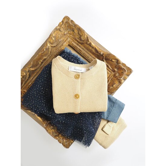 Bleu Ballerine Cardigan en tricot   Glitter Gold Bastille        de               Marèse