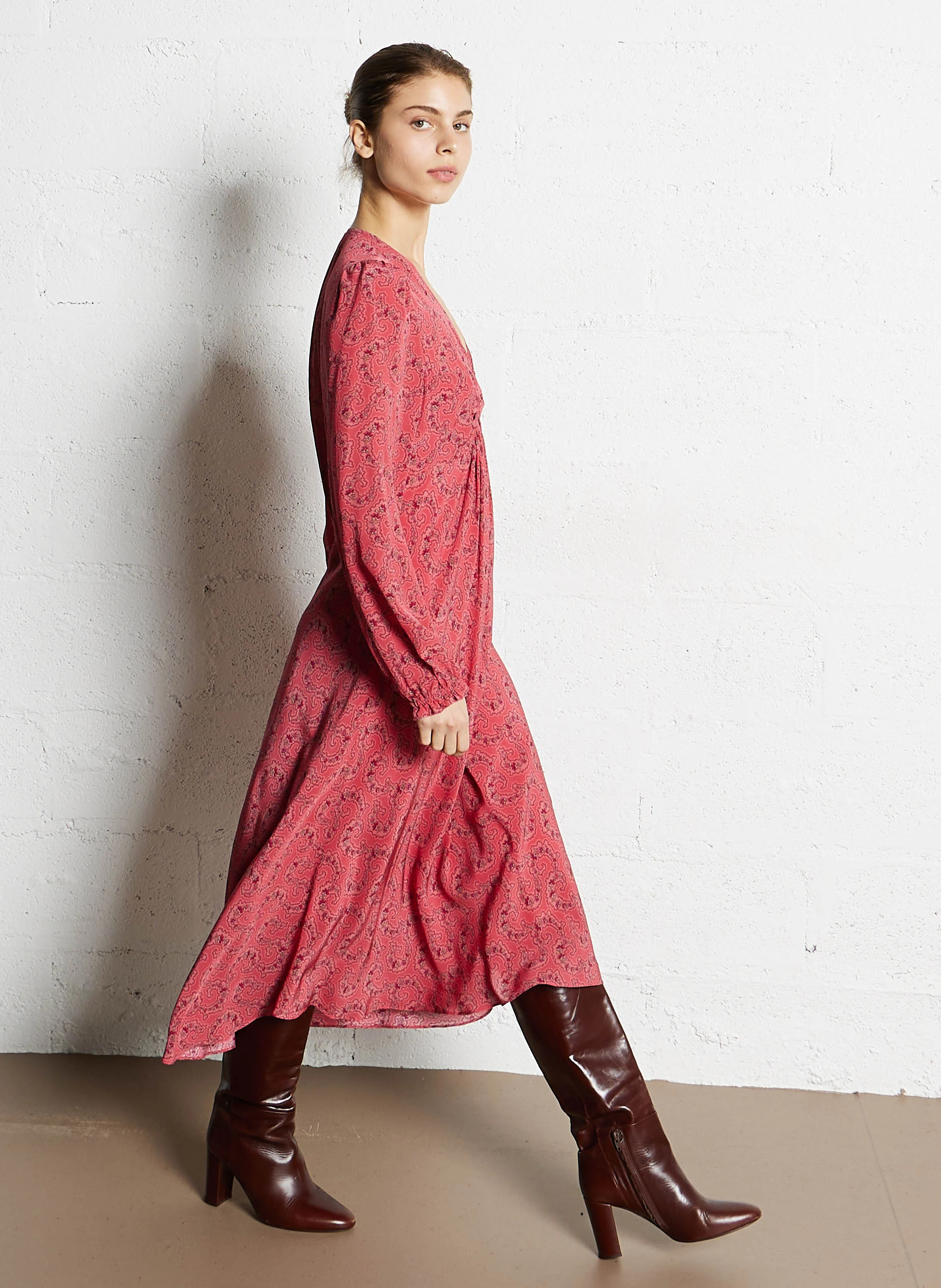 PAIGE - Robe fluide imprimée| Rose
