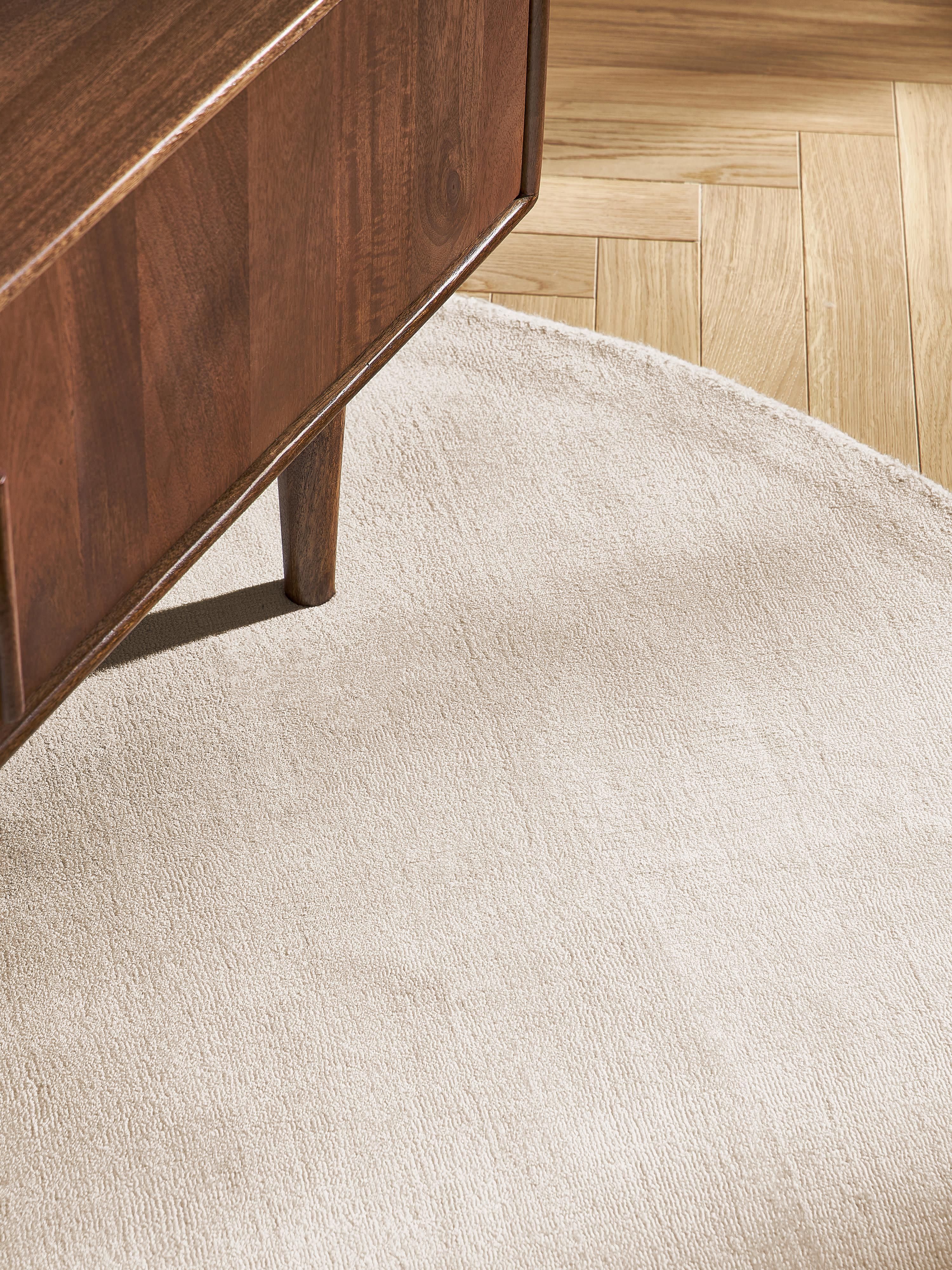Rond handgeweven viscose vloerkleed Jane
