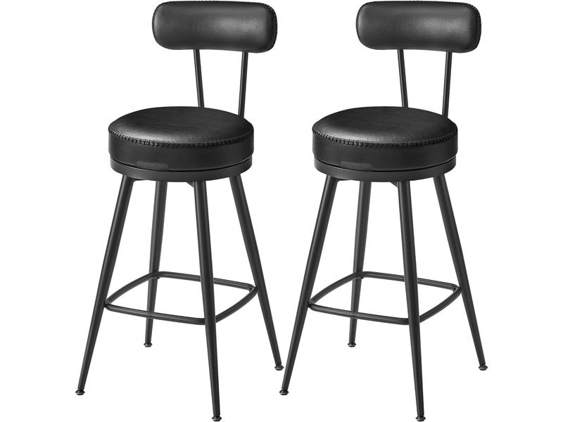 VASAGLE Barhocker 2er Set 54 x 90.5 cm, Schwarz Stabile Barstühle