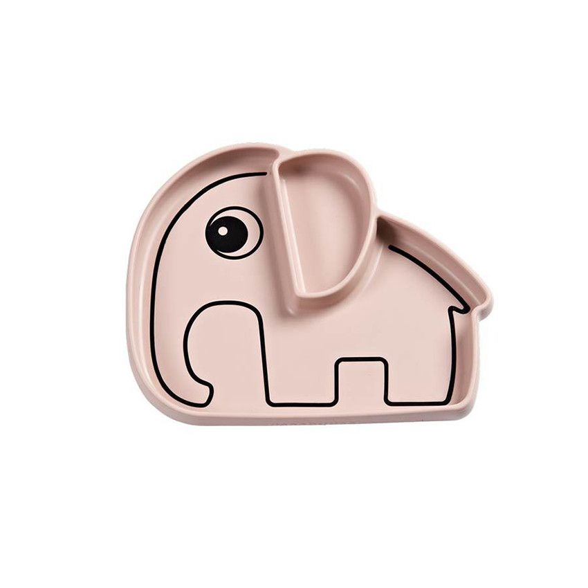 Assiette Silicone ventouse - Elphee rose - Ecru