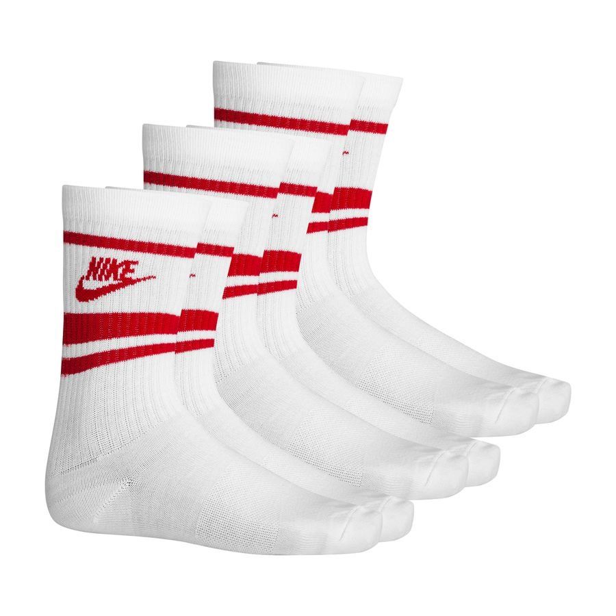 Nike Chaussettes NSW Crew Essential Pack de 3 - Blanc/Rouge/Rouge