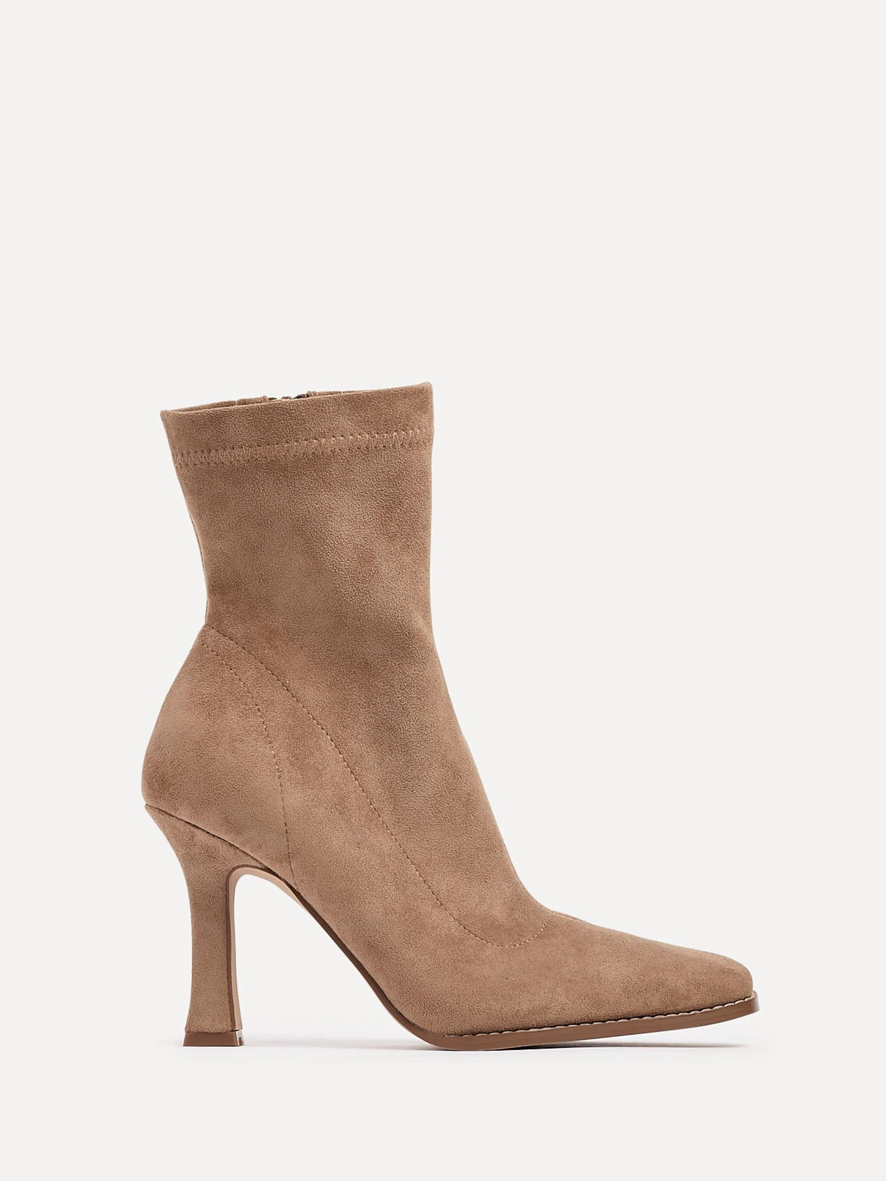 Natuurlijk - Linzi Noelle Square Toe Heeled Sock Ankle Boots