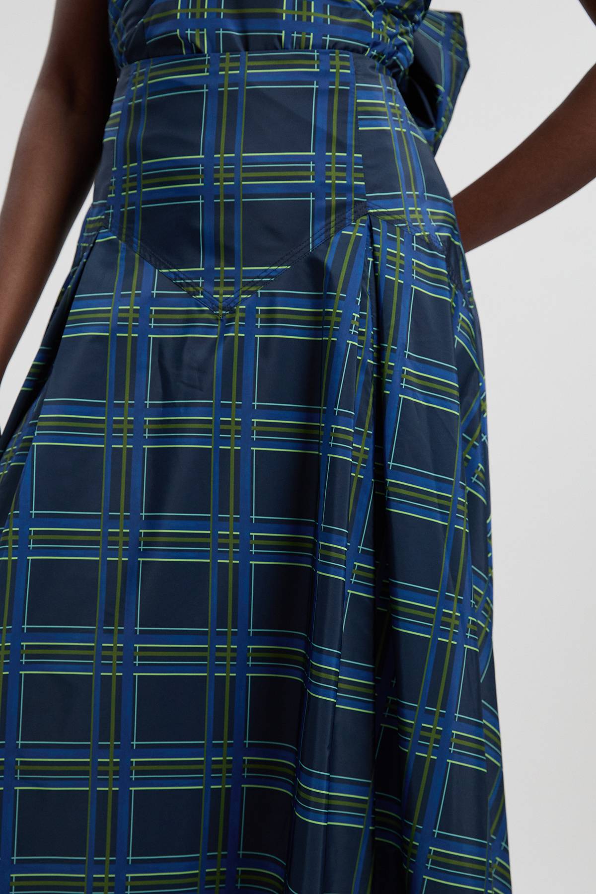 KarenMillen Jupe Longue en Taffetas Tissé à Motif Carreaux