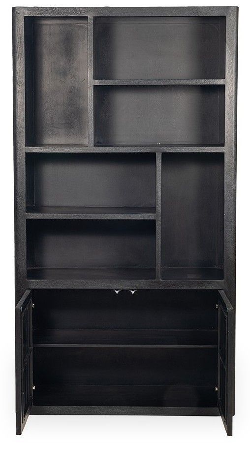 Boekenkast Zwart Tenna B120 x D45 x H220 cm