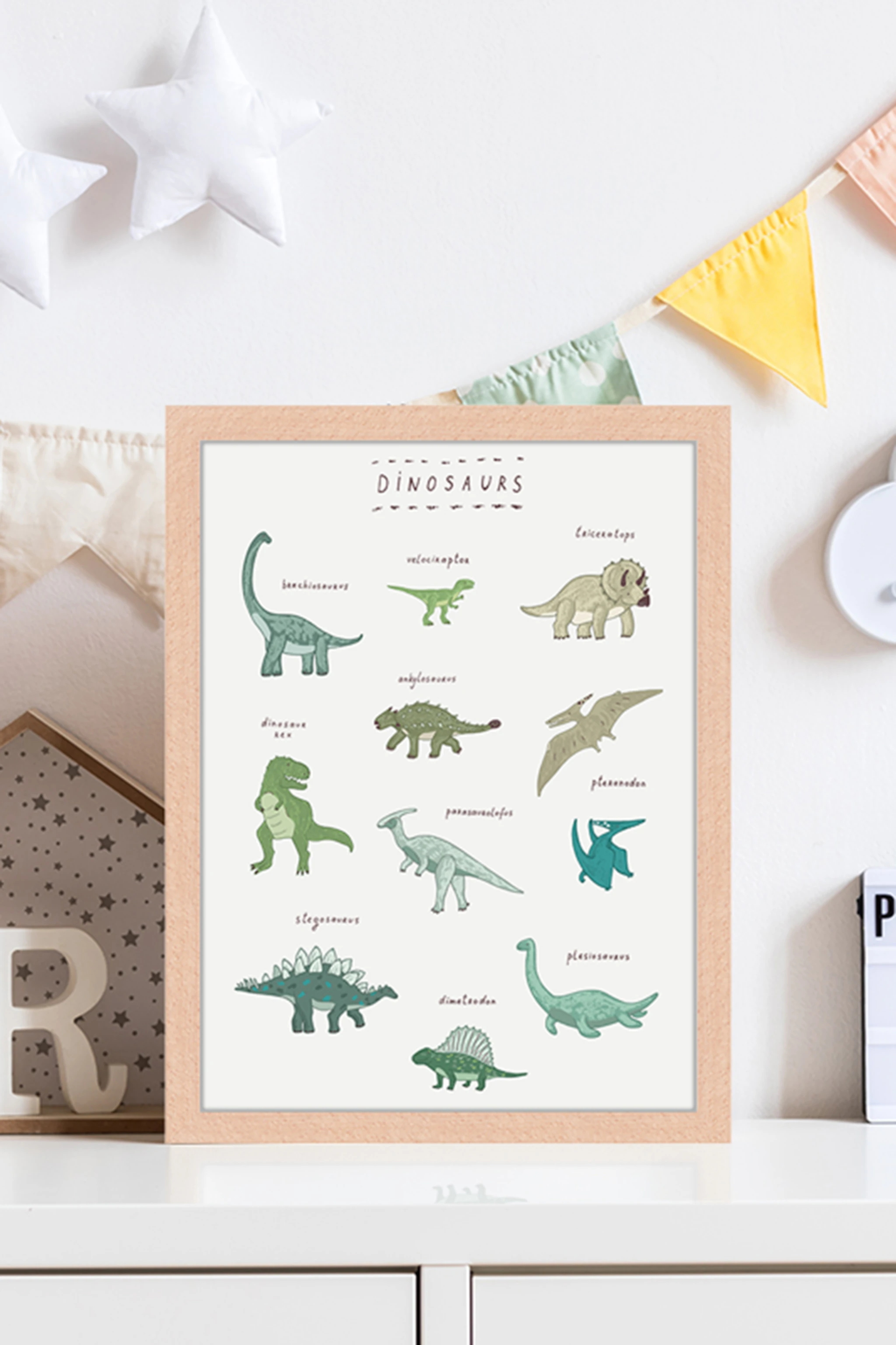 Milan Moon Wandbild DINOSAURIER mit Rahmen