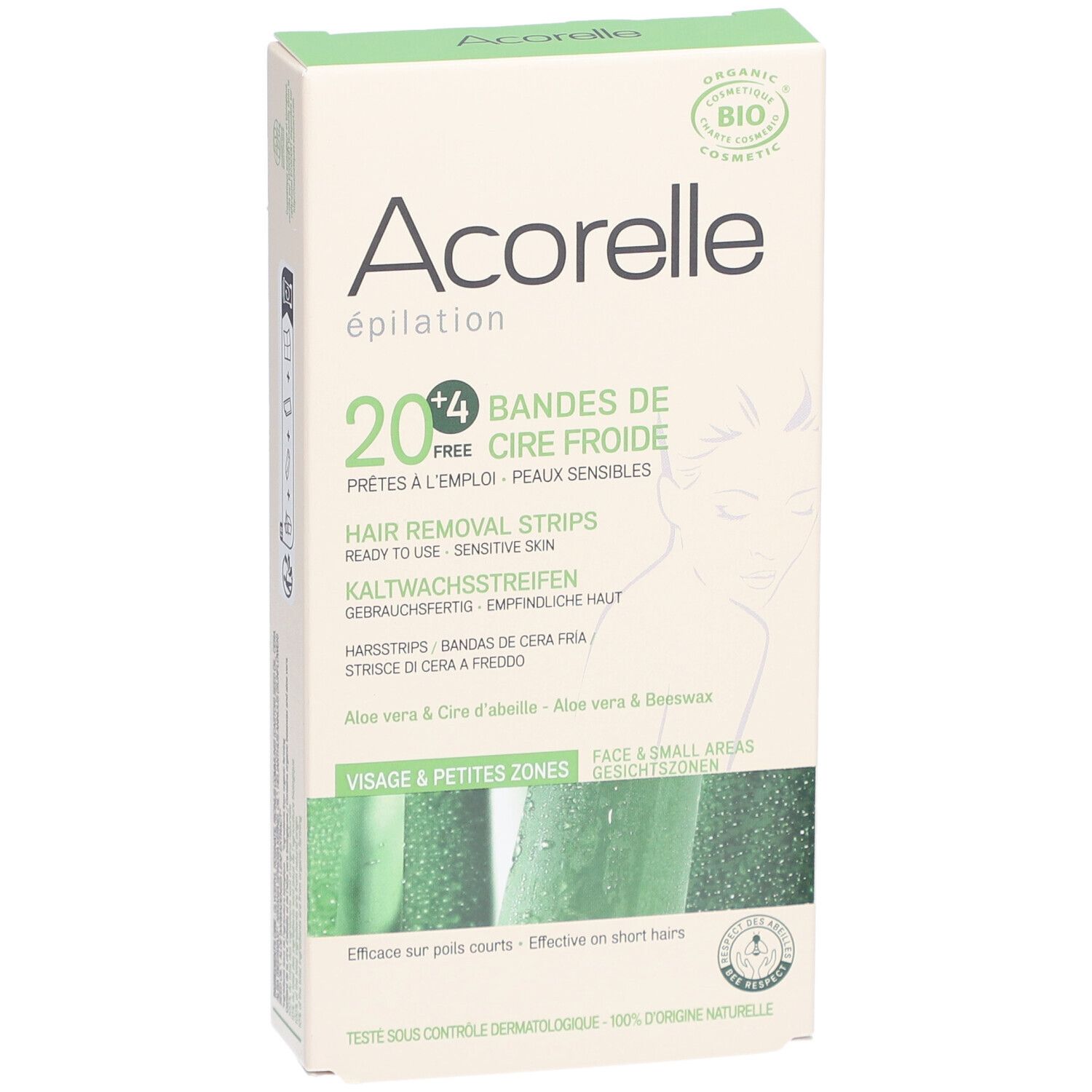 Acorelle Kaltwachsstreifen Gesicht 20 + 4 Streifen 14g