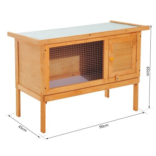 Gaiola grande para coelhos PawHut com pés elevados, cor madeira.