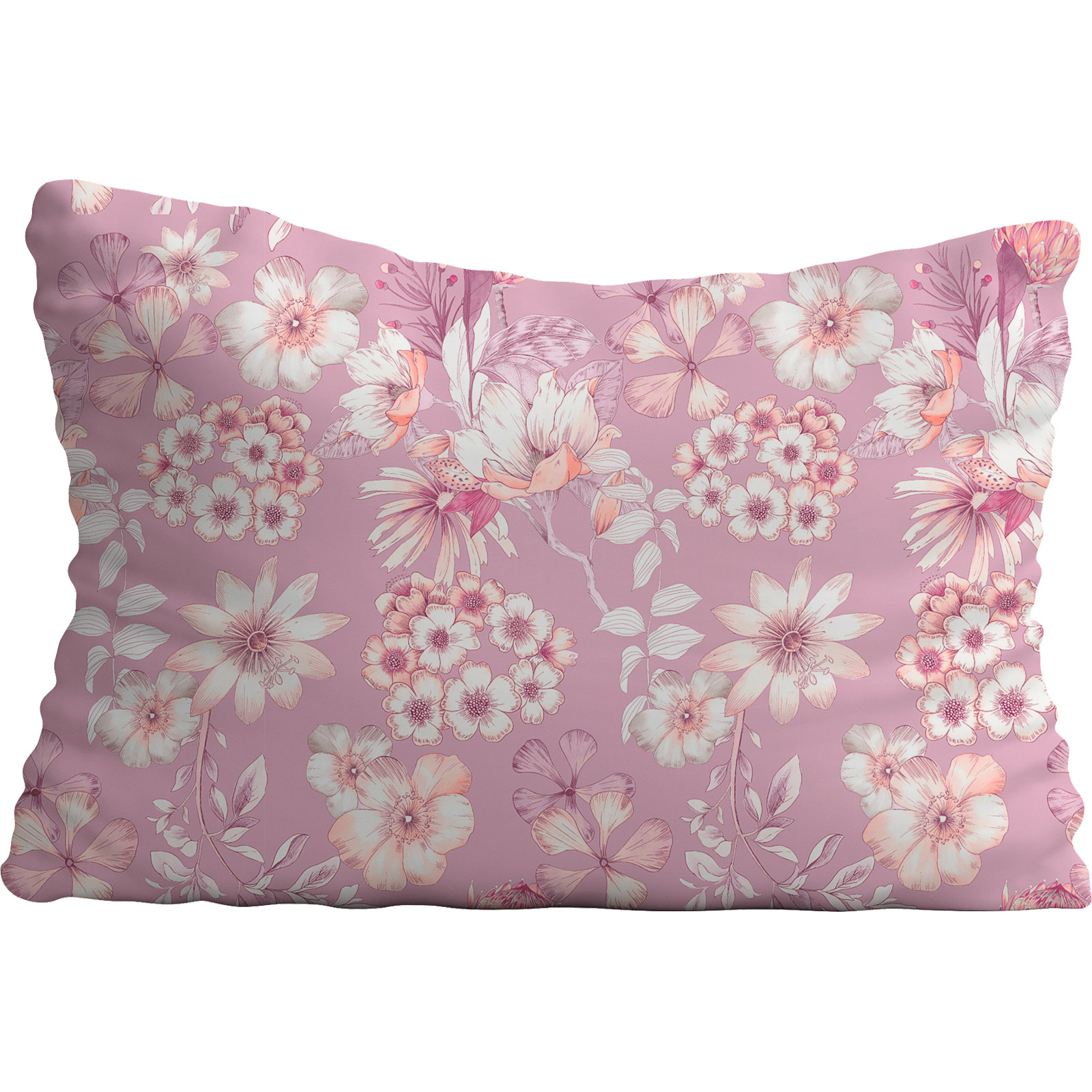 Bettwäsche pink mit Blumen 50x70 Kissenbezug
