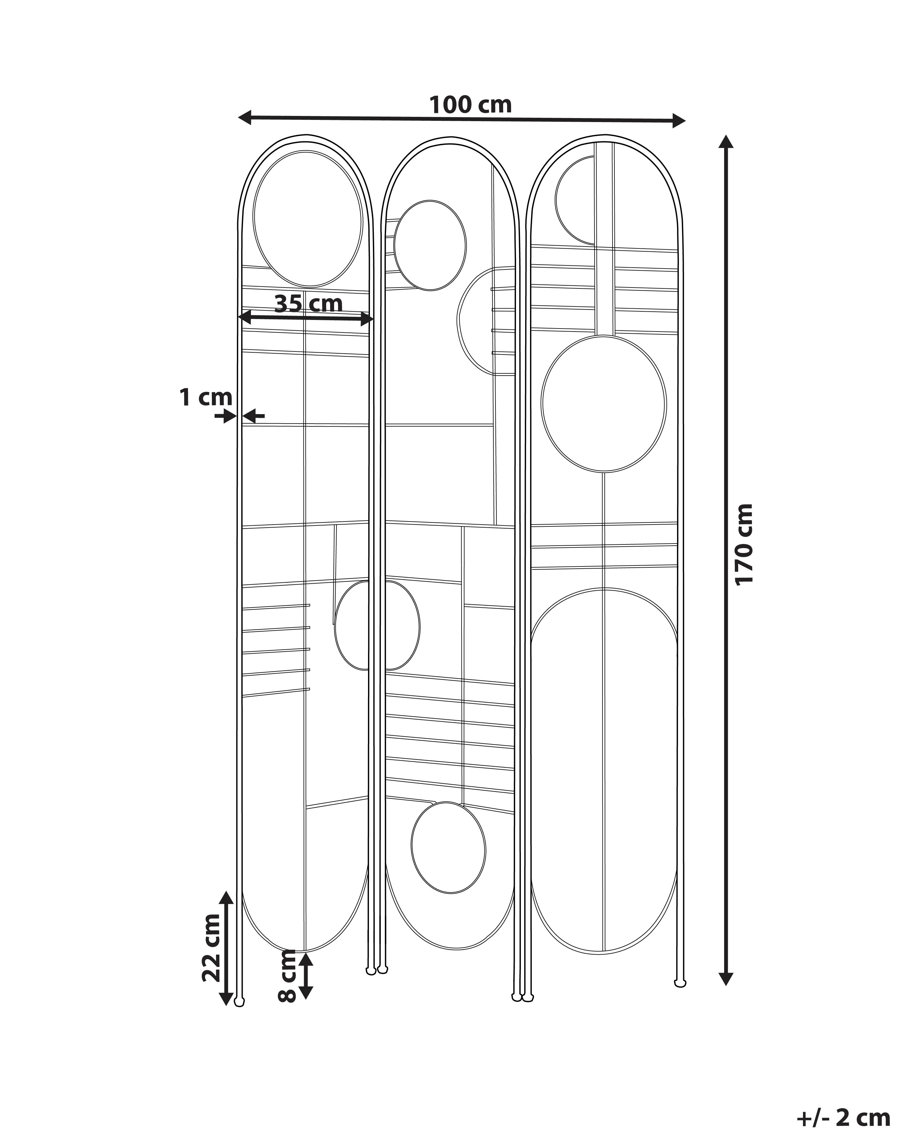 Roomdivider met 3 panelen TURANIA Goud 100 cm 170 cm