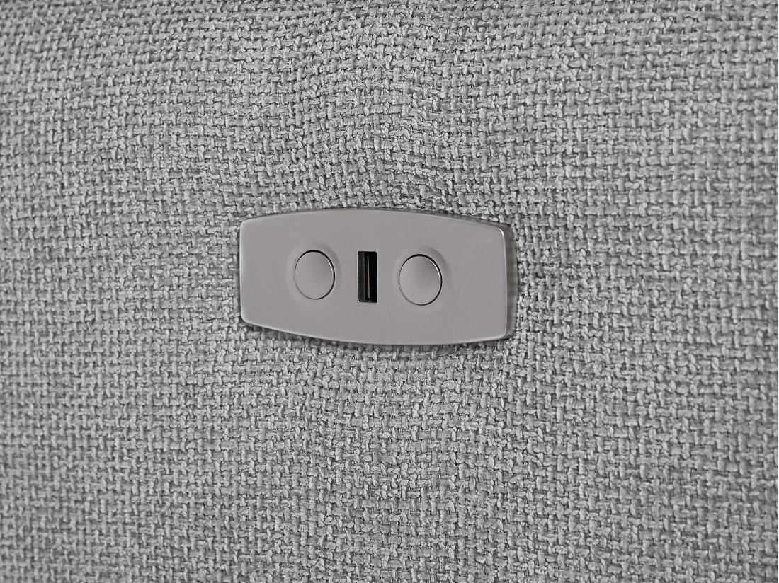 Canapé d'angle droit relax électrique en tissu gris clair MOLPICA