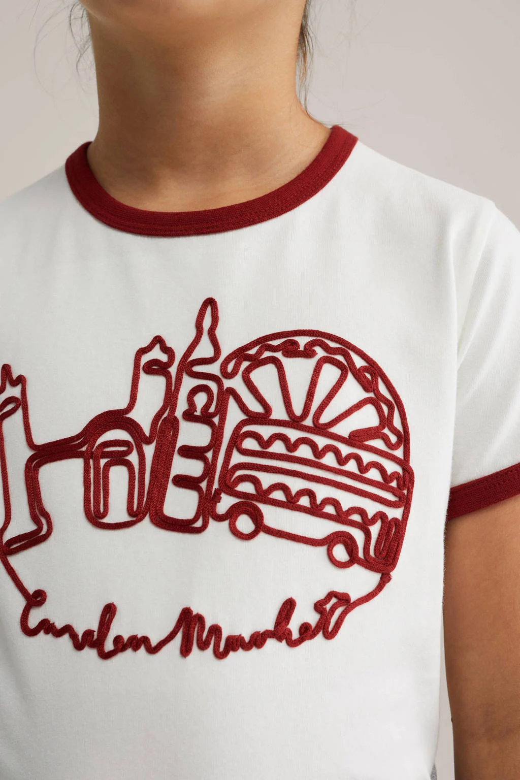 WE Fashion T-shirt wit/donkerrood