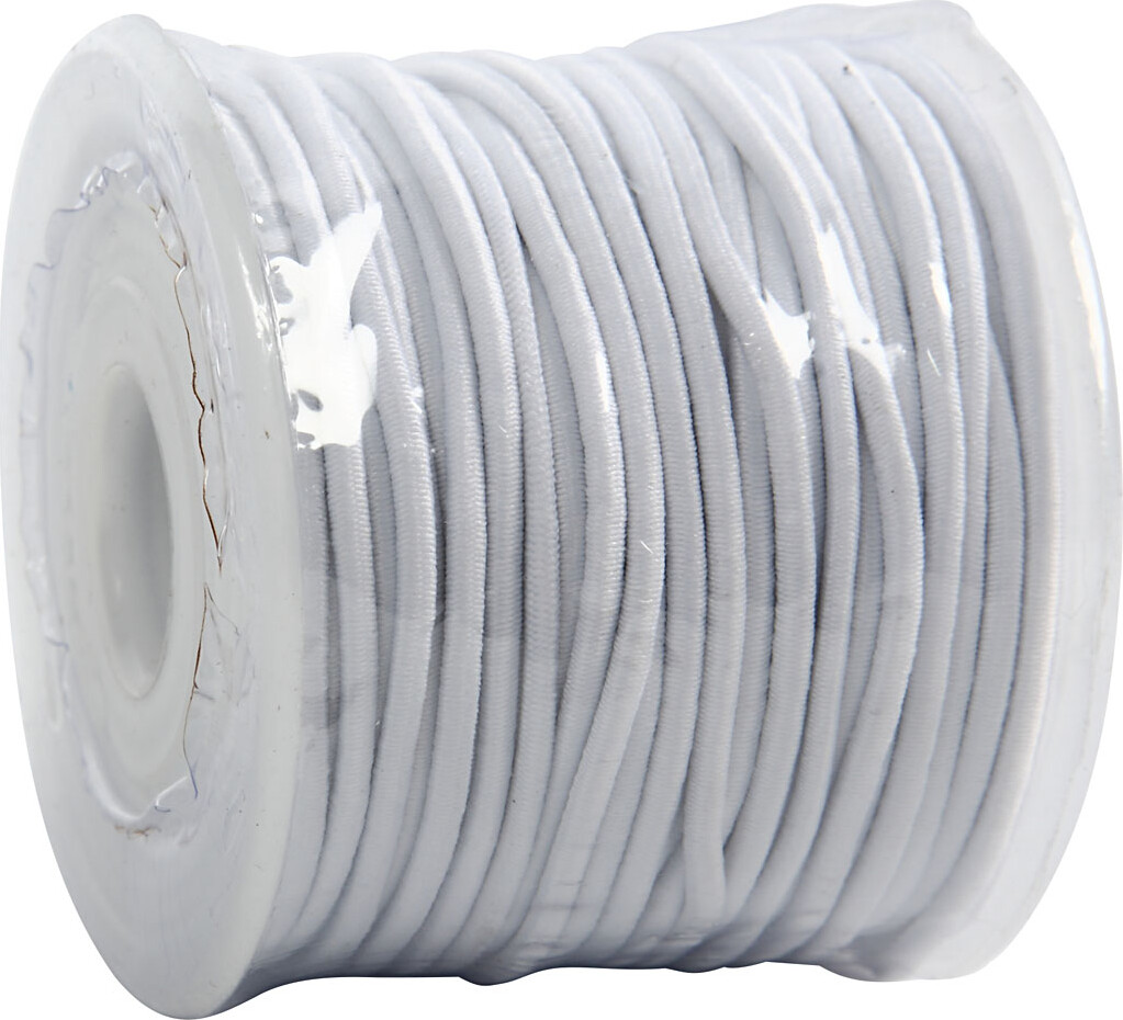Elastiksnor - 2 MM - Hvid - 25 M
