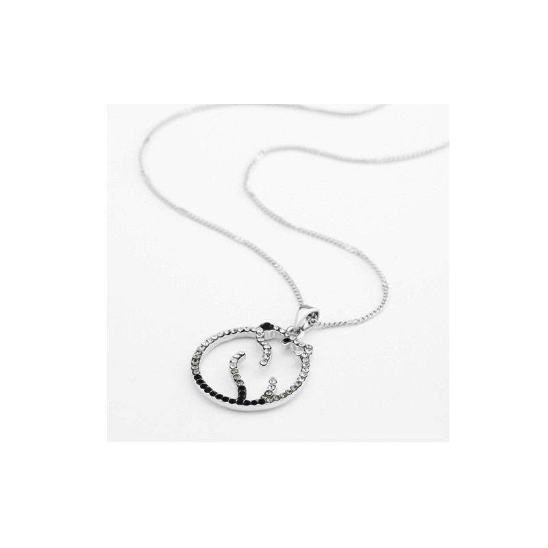 Pendentif Ours Polaire orné de cristal de Swarovski Noir et Plaqué Rhodium