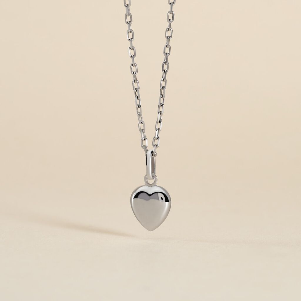 Pendentif Eudocie Coeur Lisse Or Blanc