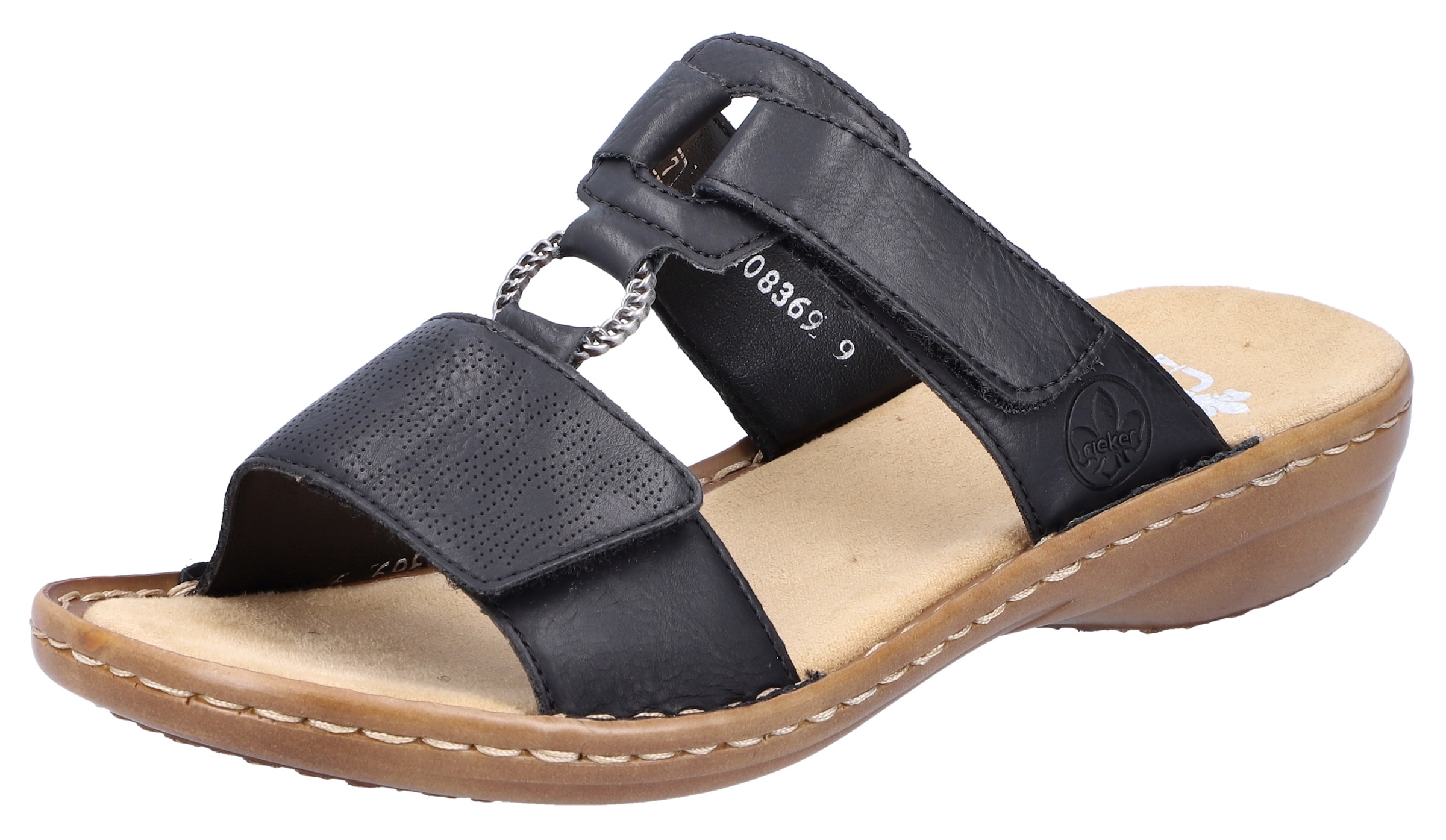 Rieker Pantolette  , Keilabsatz, Sommerschuh, Schlappen mit Schmuckring